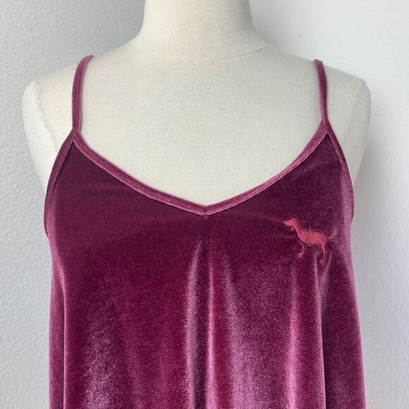 Victoria Secret Pink Velvet Plum Tank Top XS Crop Cami Dog Festival Boho Goth - Picture 2 of 9